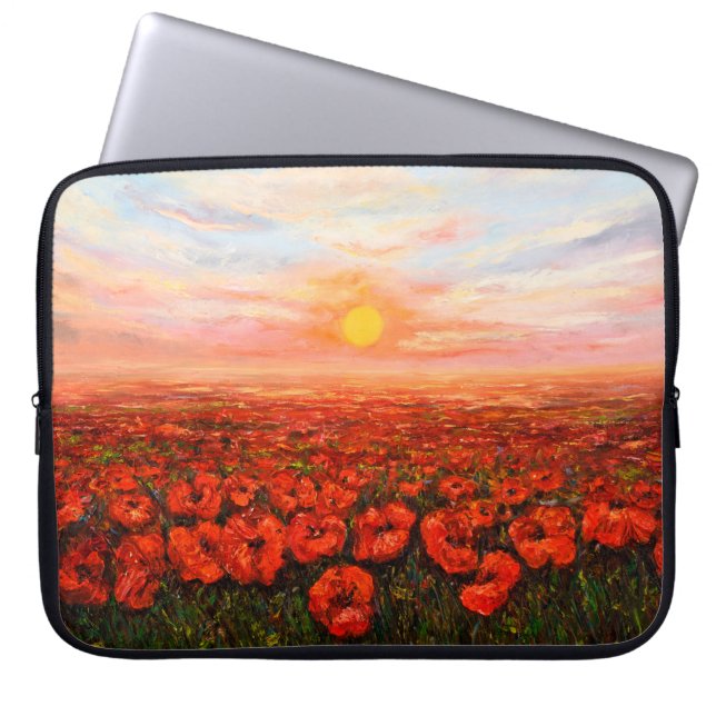 Ölgemälde von Opium-Mohn (Papaver somniferum) Laptopschutzhülle (Vorderseite)