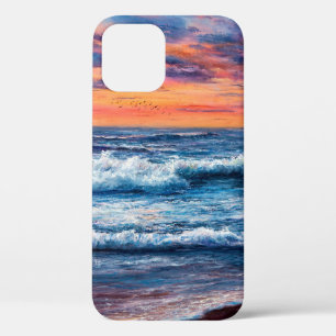 Ölgemälde von Ozean und Strand auf Leinwand. Reich Case-Mate iPhone Hülle
