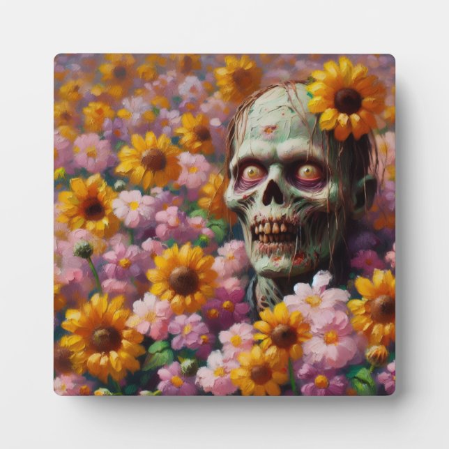 Ölgemälde von Zombie im Halloween-Blume Fotoplatte (Vorderseite)