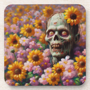 Ölgemälde von Zombie im Halloween-Blume Getränkeuntersetzer