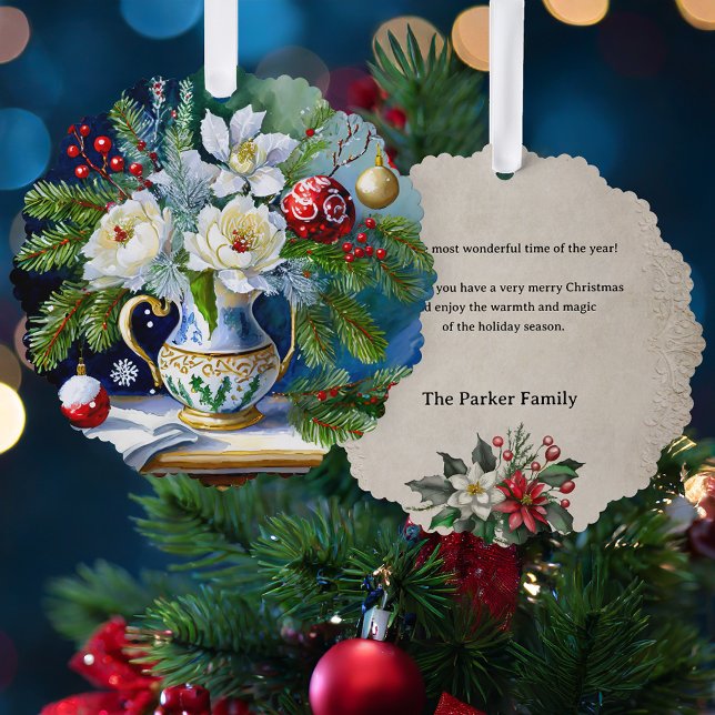 Ölgemälde Weihnachtsblume mit Peonies Ornament Karte (Von Creator hochgeladen)