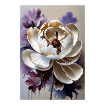 Ölgemälde Weiße Päonienblume