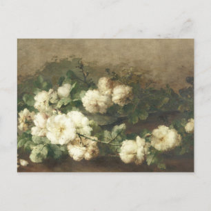 Ölgemälde Weiße Rosen von Margaretha Postkarte
