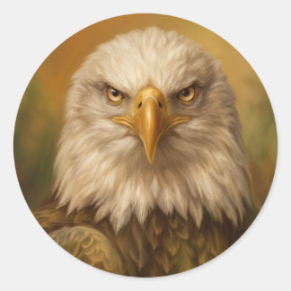 Ölgemälde Weißkopfseeadler Wildlife Art Runder Aufkleber