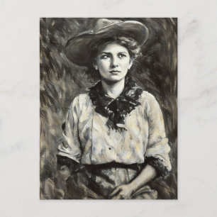 Ölgemälde Western Art Cowgirl 1800er Postkarte