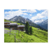 Ölgemäldebild der österreichischen Alpen. Stall.