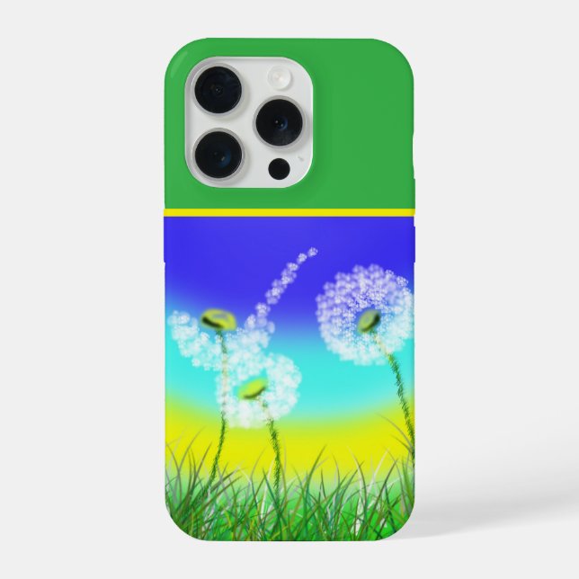 Ölgemalte Löwenzahn-Unkraut-Uhr, iPhone Hülle (Rückseite)