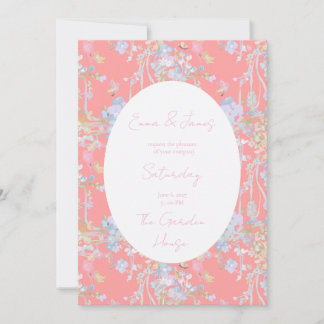 Ölgemalte pastellrosa florale Schmetterlinge Einladung