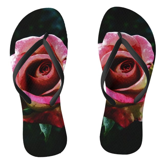 Ölgemalte Rose Flip Flops (Fußbett)