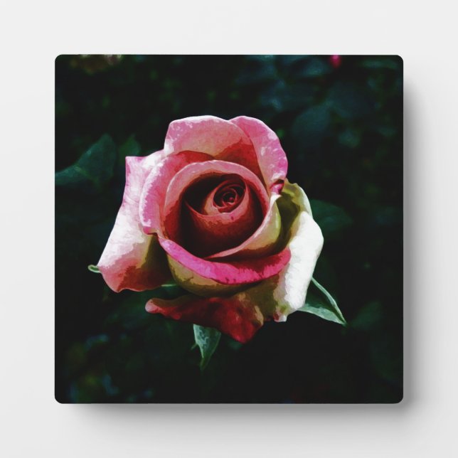 Ölgemalte Rose Fotoplatte (Vorderseite)