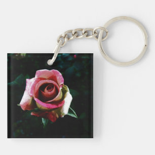 Ölgemalte Rose Schlüsselanhänger