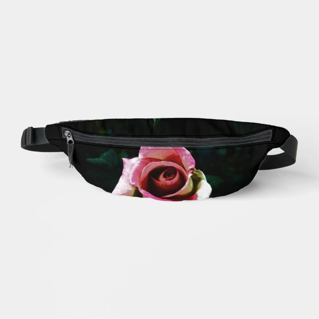 Ölgemalte rote Rose Bauchtasche (Vorderseite)