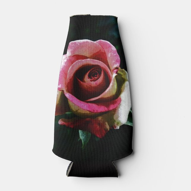 Ölgemalte rote Rose Flaschenkühler (Vorderseite)