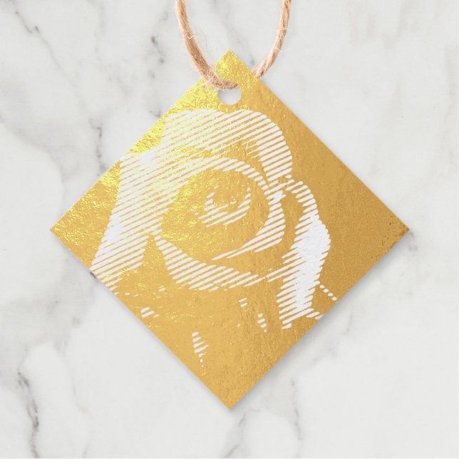 Ölgemalte rote Rose Geschenkanhänger (Vorderseite)