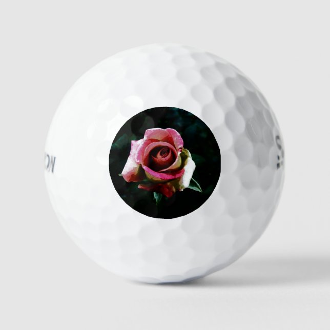 Ölgemalte rote Rose Golfball (Vorderseite)