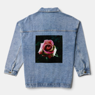 Ölgemalte rote Rose Jeansjacke