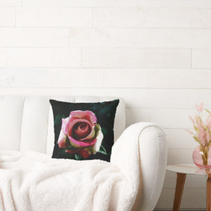 Ölgemalte rote Rose Kissen