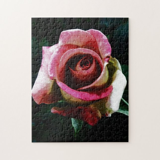 Ölgemalte rote Rose Puzzle (Vertikal)