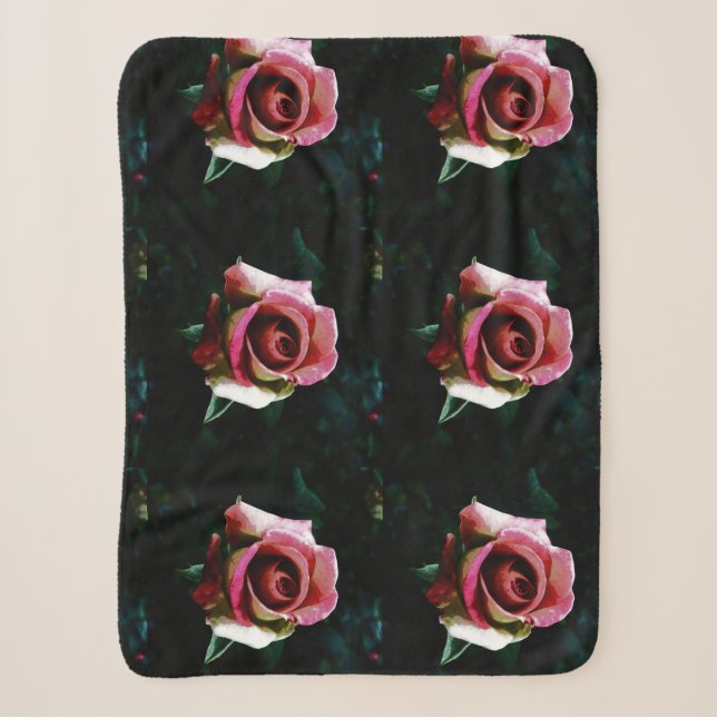 Ölgemalte rote Rose Sherpadecke (Vorderseite)
