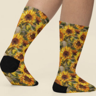Ölgemalte Sonnenblume Socken