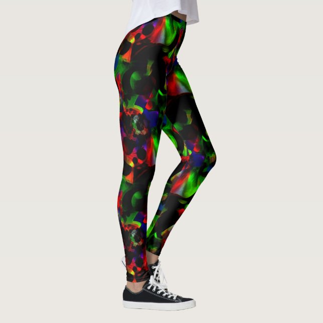 Ölige grüne und rote Flecken mit dunklen Teilen Leggings (Rechts)