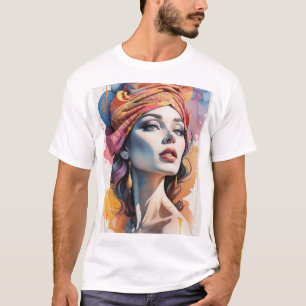 Ölillustrierung für junge Frau T-Shirt