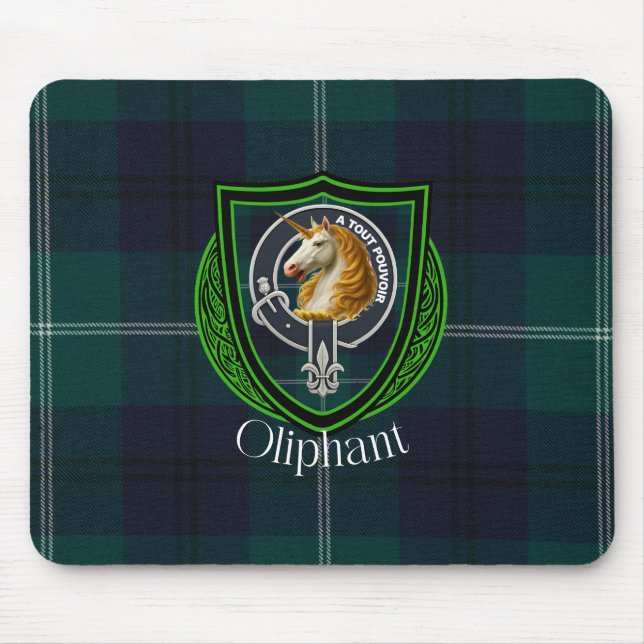Oliphant Scottish Clan Tartan and Crest  Mousepad (Vorne)