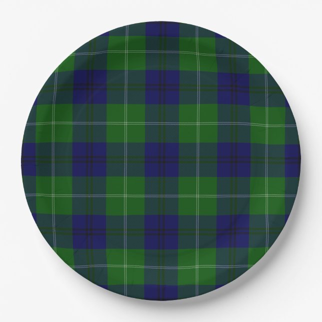 Oliphant tartan blue kariert pappteller (Vorderseite)