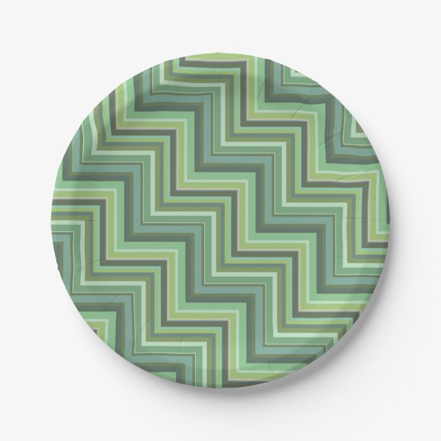 Oliv Green Stripes Pattern Pappteller (Vorderseite)