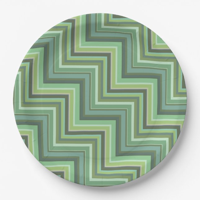 Oliv Green Stripes Pattern Pappteller (Vorderseite)