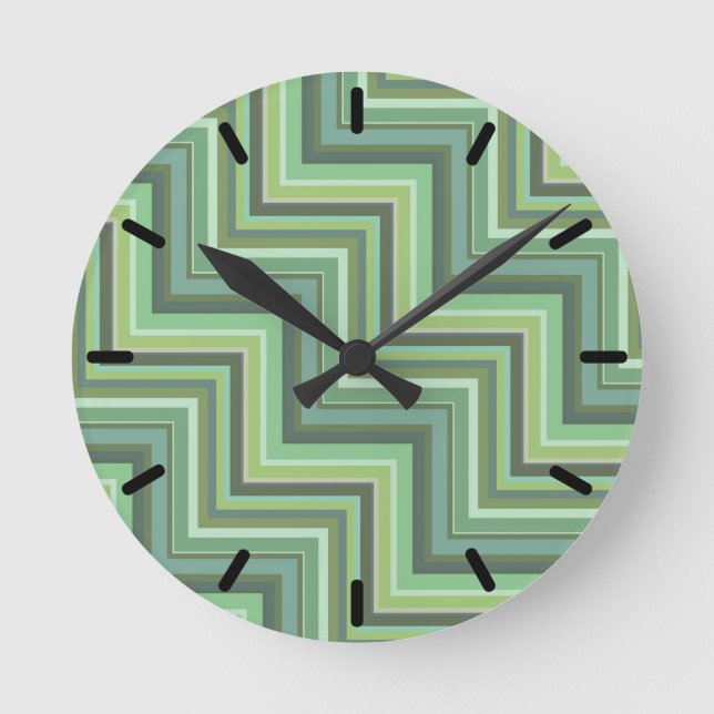 Oliv Green Stripes Pattern Runde Wanduhr (Vorderseite)