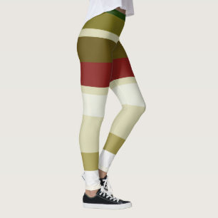 Oliv, grün und rote Streifen Leggings