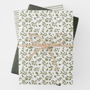 Oliv 'Martini' Grün Geschenkpapier Set