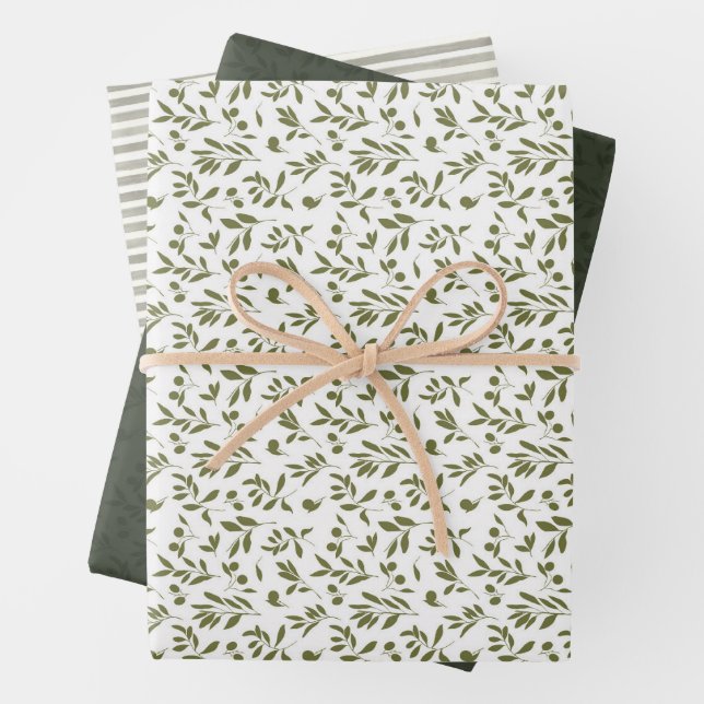 Oliv 'Martini' Grün Geschenkpapier Set (Beispiel)