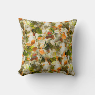 Oliv & Orange Herbst-Abstrakte Aquarell-Blumen Kissen