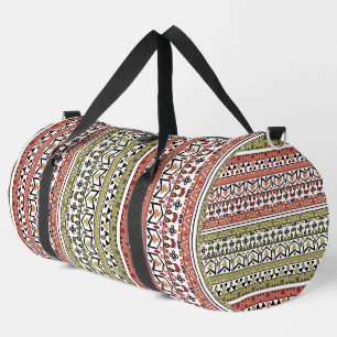 Oliv- und braungeometrische ethnische Ornamentik Duffle Bag