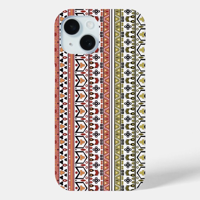 Oliv- und Braungeometrisches ethnisches Ornament Case-Mate iPhone Hülle (Rückseite)