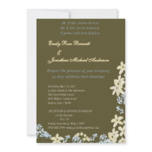 Oliv- und Gold-Blumenhochzeits-Einladung