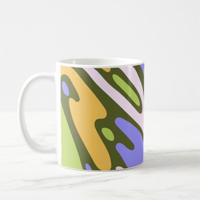 Oliv- und Lavendel-Diagonal-Pinselstrich-Muster Kaffeetasse (Links)