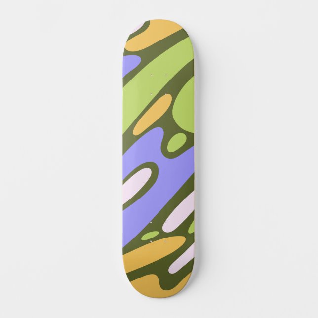 Oliv- und Lavendel-Diagonal-Pinselstrich-Muster Skateboard (Vorderseite)