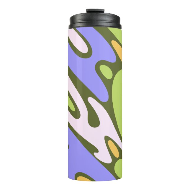 Oliv- und Lavendel-Diagonal-Pinselstrich-Muster Thermosbecher (Vorderseite)