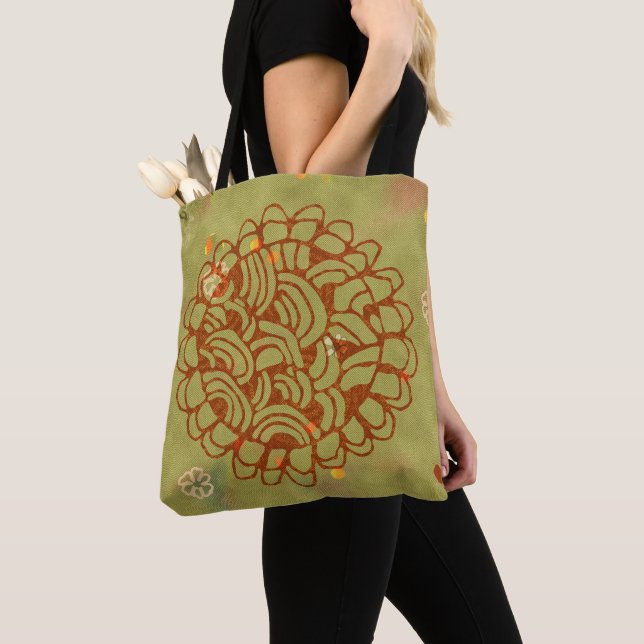 Oliv- und Rostgrüner Grunge-Blumen-Sonnen-Design (Von Nahem)