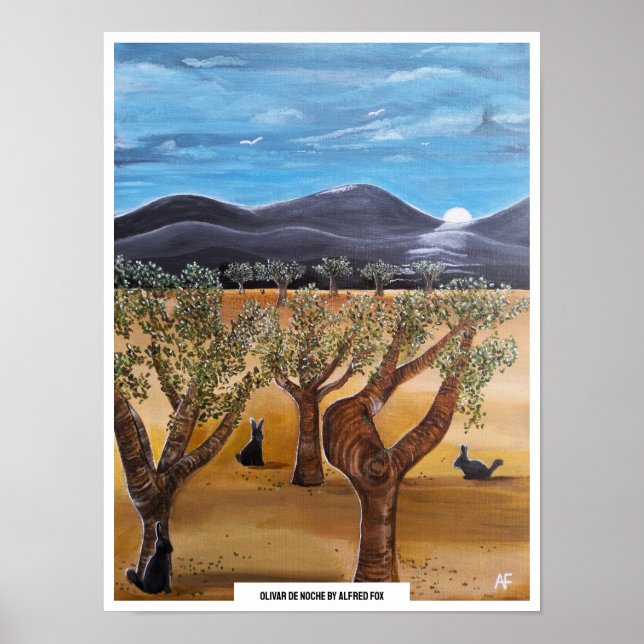 Olivar de Noche Gemälde von Alfred Fox Poster (Vorne)
