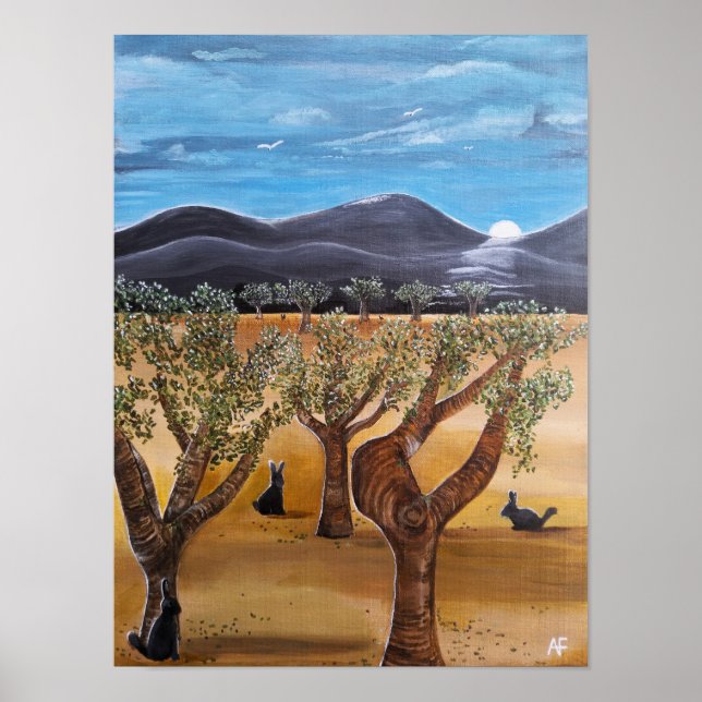 Olivar de Noche Gemälde von Alfred Fox Poster (Vorne)