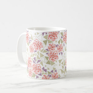 olivbeiger Mosaik-Blumenmuster Retro  Kaffeetasse