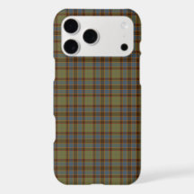 Olivblaue Orangene Karo-Tartan-iPhone-Hülle