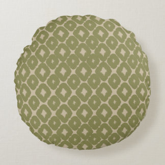 Olive and cream Boho Geometric Throw Pillow Rundes Kissen