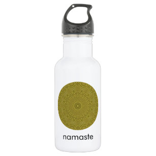 Olive and Gold Mandala Art Namaste Edelstahlflasche