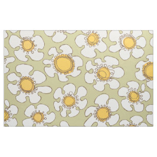 Olive and Gold Single Line Daisy Muster Stoff