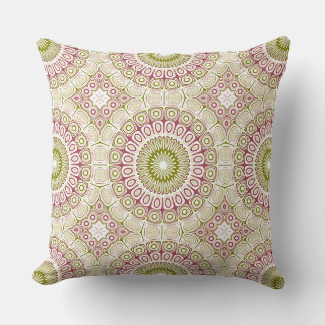 Olive and Rose Mandala Pattern Kissen (Vorderseite)